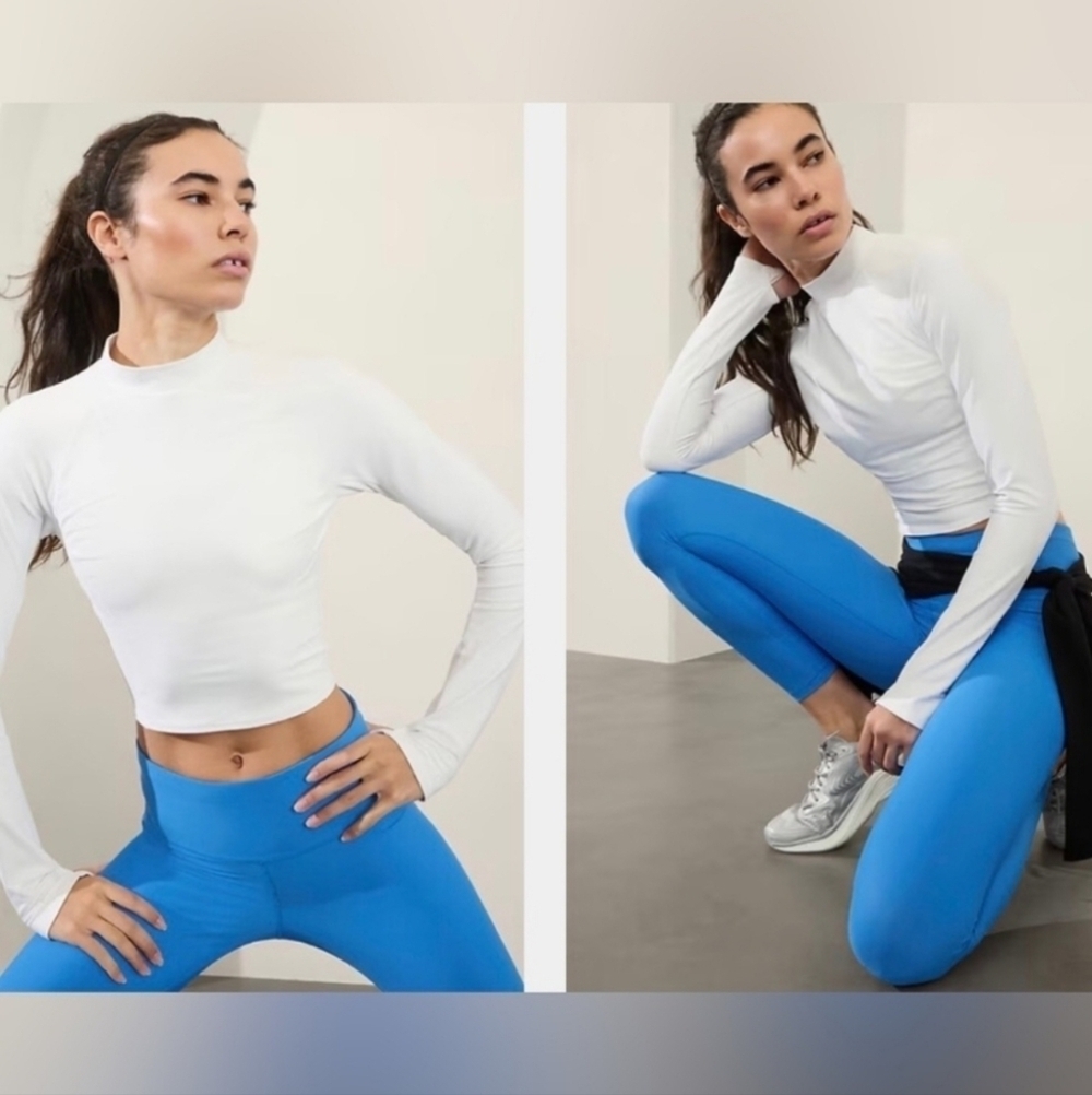 Athleta NWT Interval Mock Neck Top White